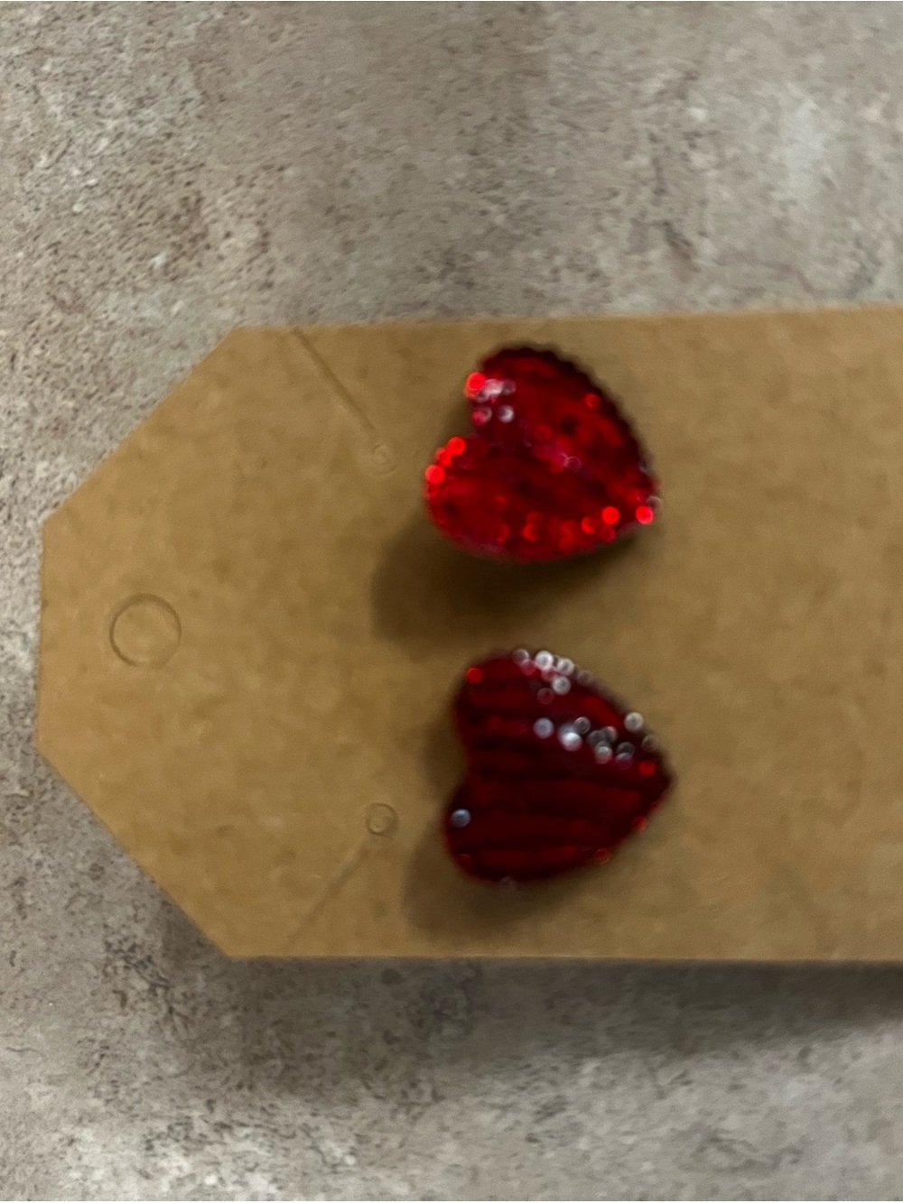 Red Heart Sequin Stud Earrings - Unbranded Women Jewelry
